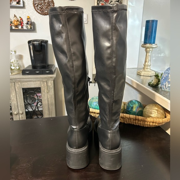 Steve Madden Kizam Black Faux Leather Platform Knee High Boots Size 9 - Picture 6 of 13